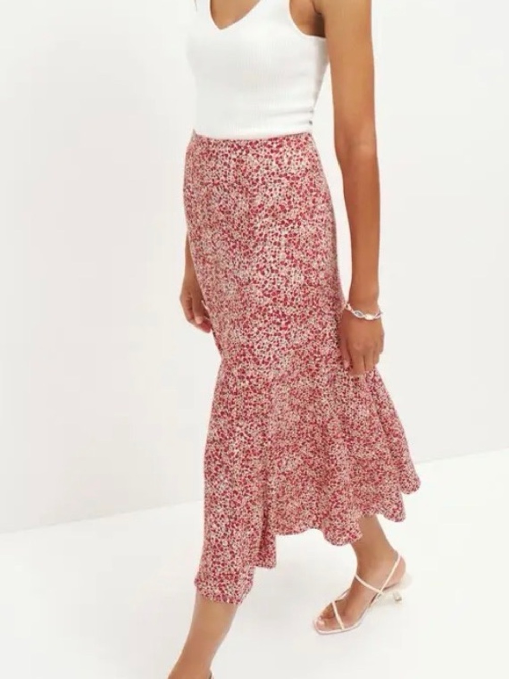Reformation Red Floral Midi Skirt - Picture 5 of 8